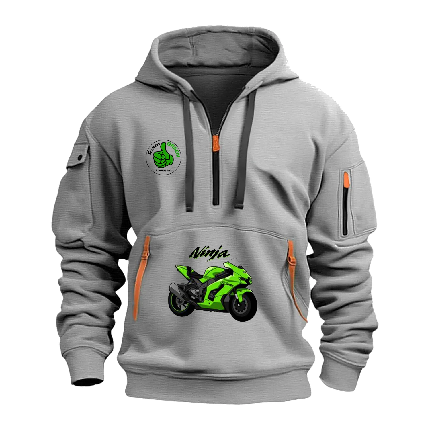 Kawasaki Racing Suit Oversized Hoodie Street Hooded Zip-up Motorcycle Uniform Sweatshirt Unisex Mens Clothing Extreme Sports New