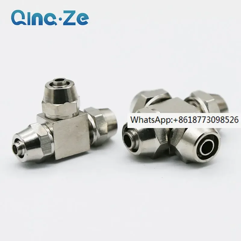 10PCS Metal quick tightening high-pressure triple locking T-shaped cross four way gas pipe quick connector PE/PZA 4 6 8 10 12