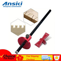 Double Head Wheel Marking Gauge Aluminum Woodworking Scriber w/Inch&MM Scale - Carpentry Parallel Line Drawing Mortise Tool