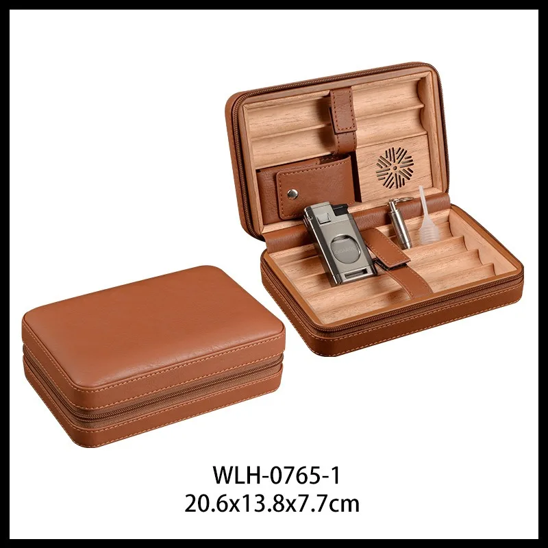 Cuban Cigar Leather Box High-end Business Gift Travel Oblique Span Portable Set