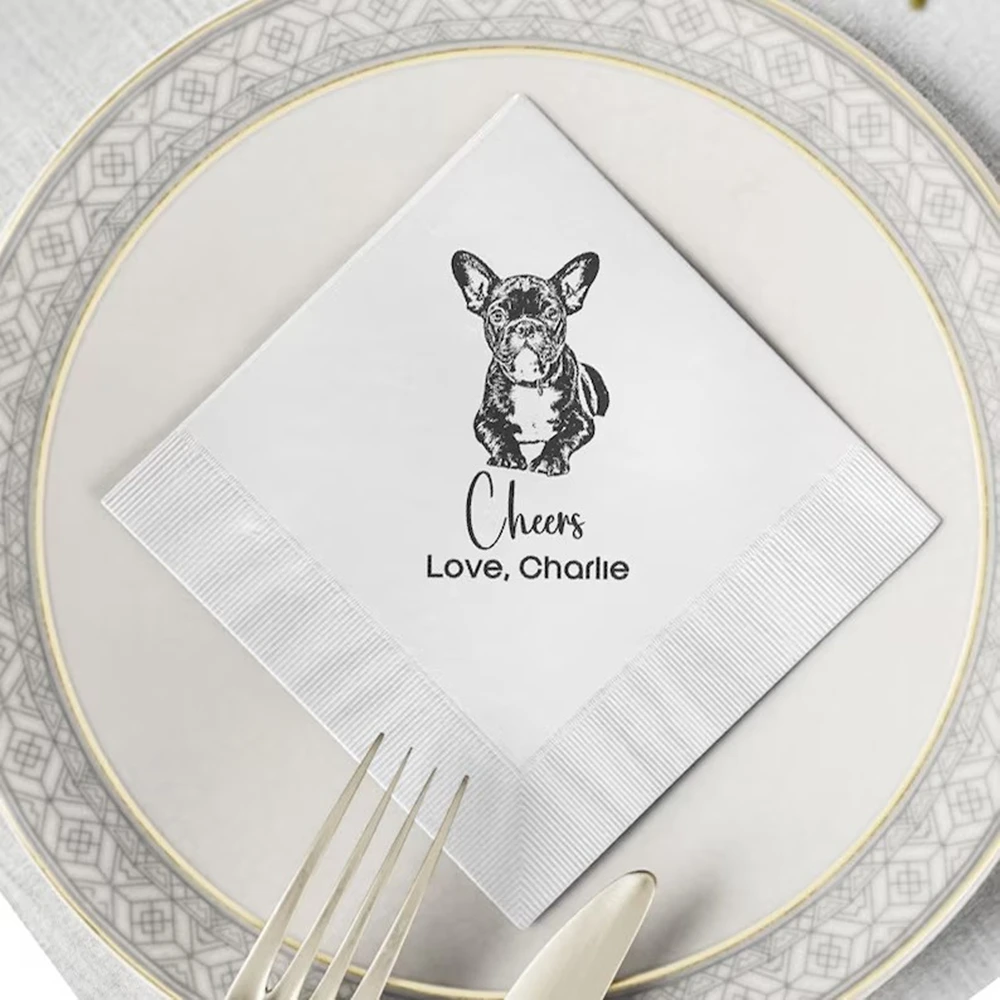 Custom Pet Cocktail Napkins, Dog and Cat Napkins, Customized Pet Portrait, 50Pcs