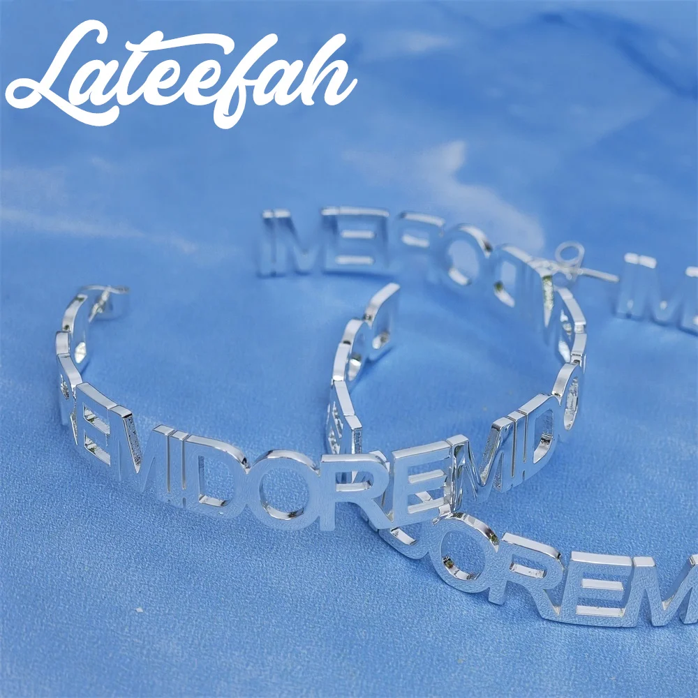 Lateefah Stainless Steel Shiny Big Circle Earrings Clip No Pieced Earring Custom Name Gift Jewelry Women Earrings