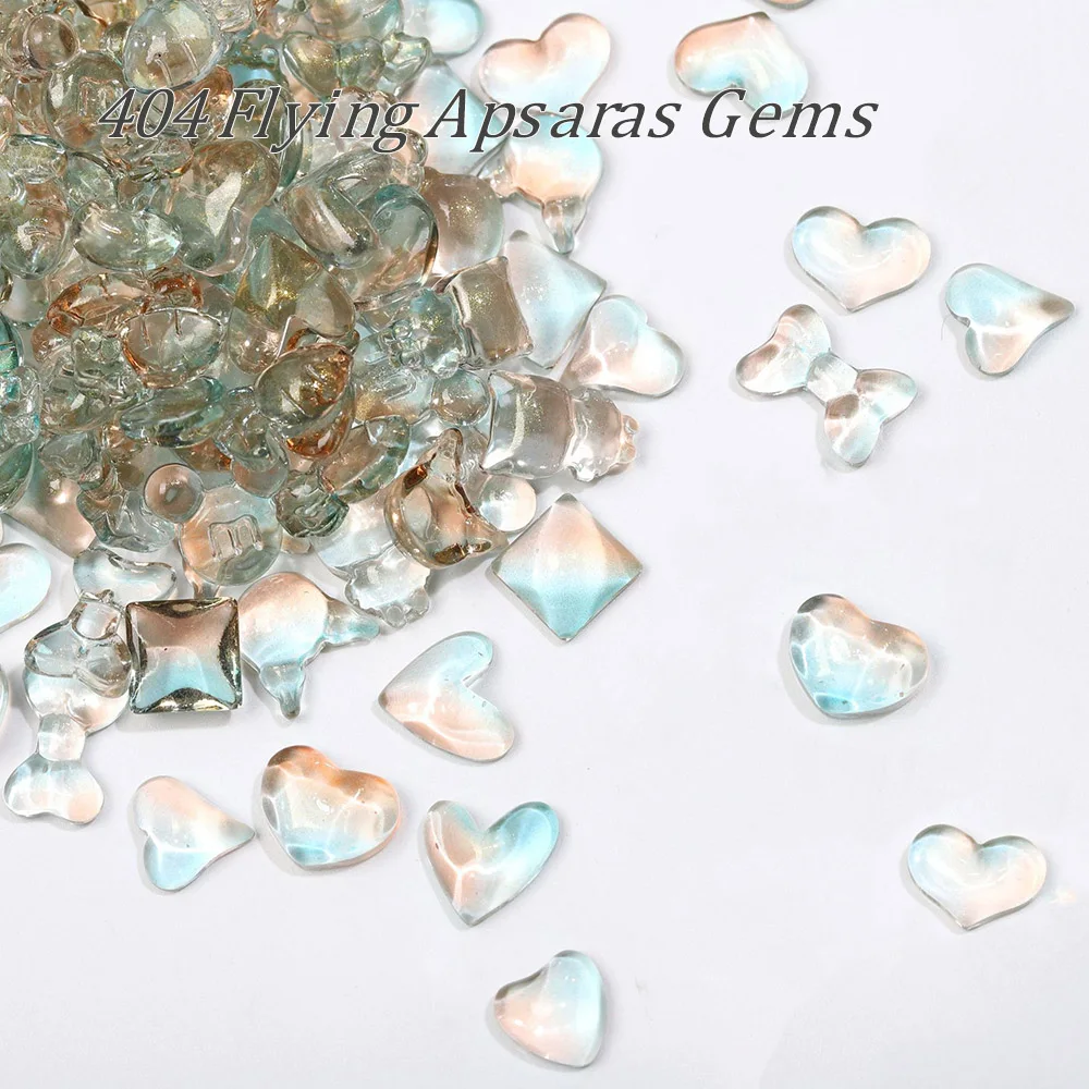 -Flying Apsaras Gem- CN Dunhuang  Vibe Heart Rhinestones Golden Gleaming Montage Adornment Chic Transparet Tips Crystals 404nail