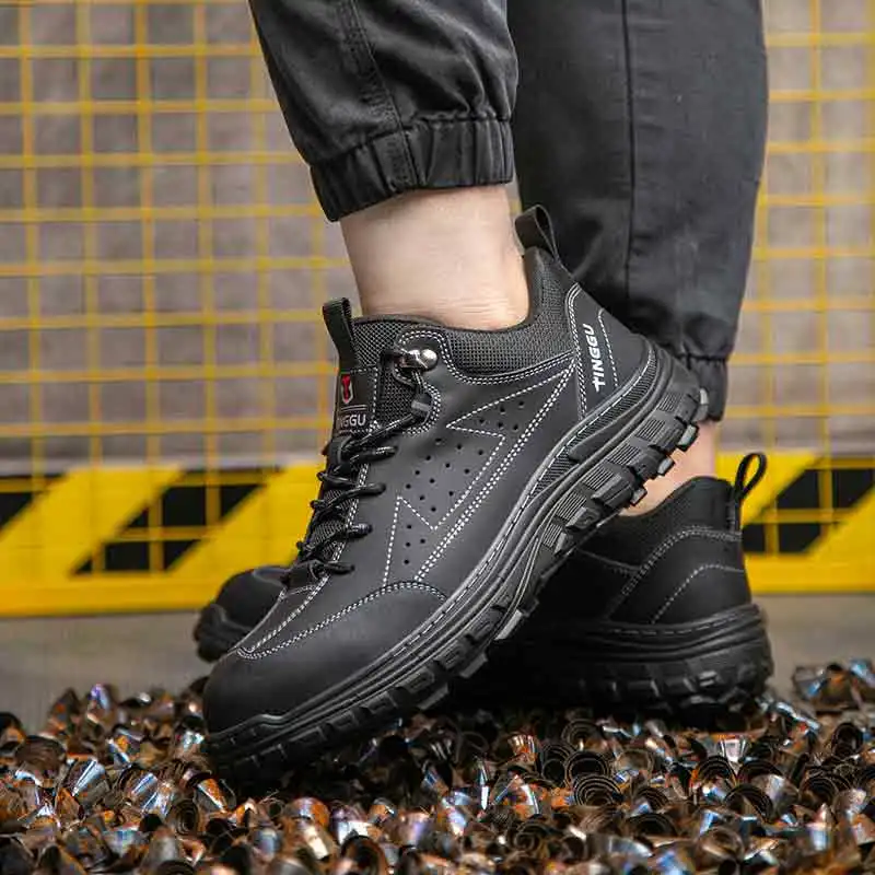 New men's safety shoes with anti smashing and anti piercing rubber soles, anti slip and wear-resistant work shoes