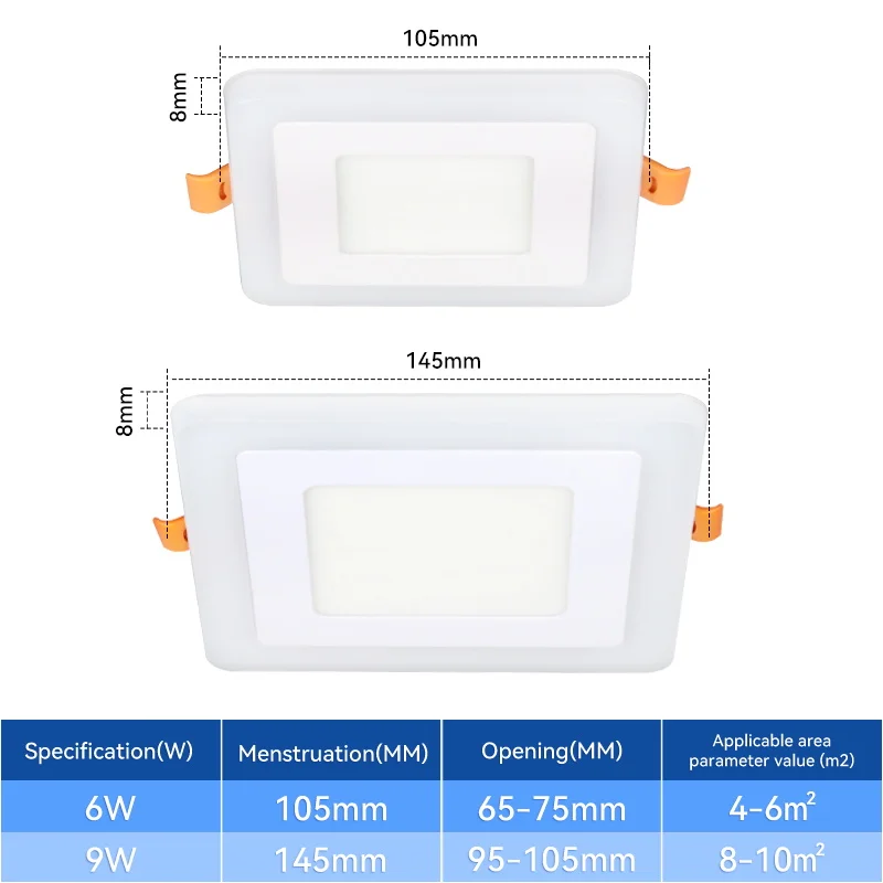 Two-Color Ceiling Lamp LED Dimmable Recessed Downlight Home Appliances Kitchen Hallway Bedroom Ceiling Panel Lamp Led 110V/220V