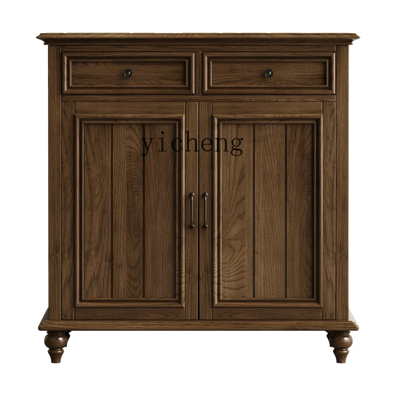 

YY Country Solid Wood Shoe Cabinet Living Room Entrance Sideboard Cabinet Hallway Entrance Locker