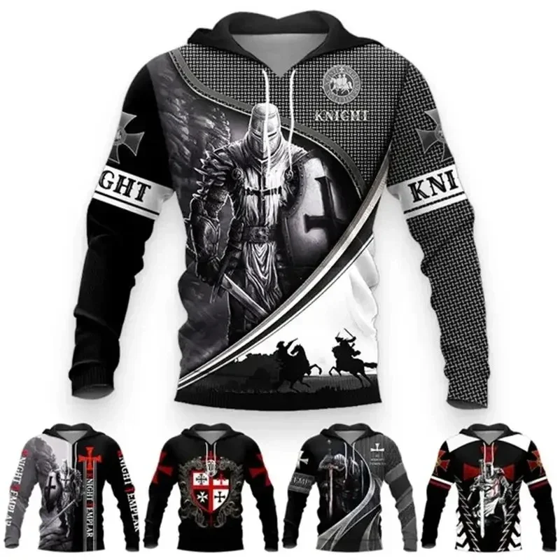 

Knights Templar Hoodies Men 3D Medieval Soldier Armor Printed Hoodie Vintage Streetwear Fashion Sports Pullovers Womens Clothing