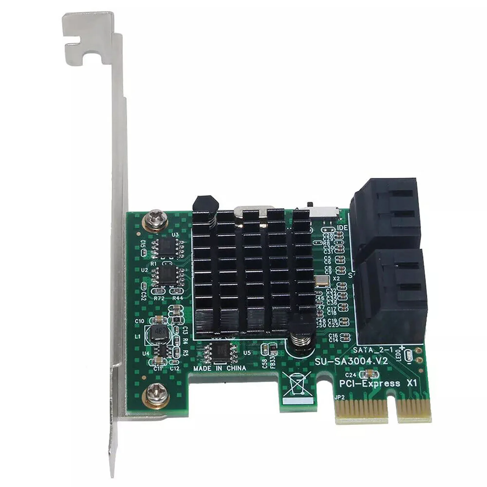 4 Port SATA III PCIe X1 Controller Card 6Gbps Expansion Adapter with Heatsink AHCI IDE Mode for SSD HDD Hard Drive