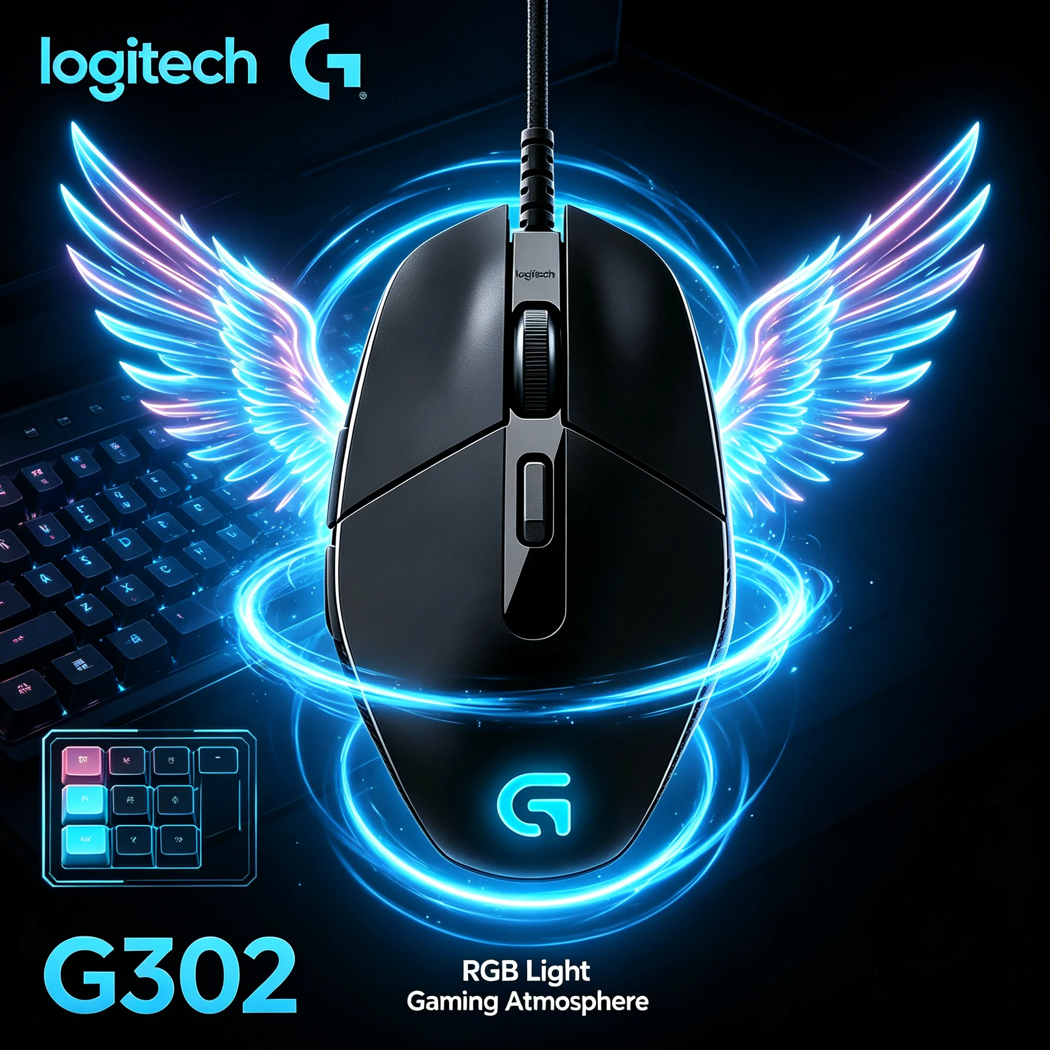 Logitech G302 Wired Gaming Mouse Customizable In‑Game Command Macros RGB Illuminated for PUBG LOL Fortnite Competitive Match Gam