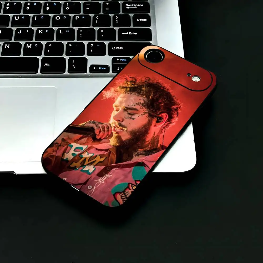 P-Post Singer M-Malones Phone Case Fashion Black Frosted TPU Phone Case For IPhone 12-17. UV Spray Painted Design, Anti-fall Dai #3