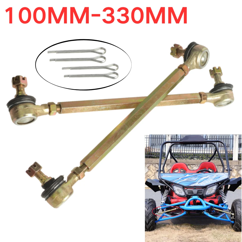 1 Pair M10 Ball Joint Steering Tie Rod Shaft 100MM-330MM Kit Accessories For 50cc-250cc ATV UTV Buggy Go Kart Quad Bike