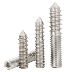 Stainless Steel 304 Woodworking Dowel Single End Self-tapping Furniture Screw Connector Wood Stair Sofa Furniture M4M5M6M8M10M12