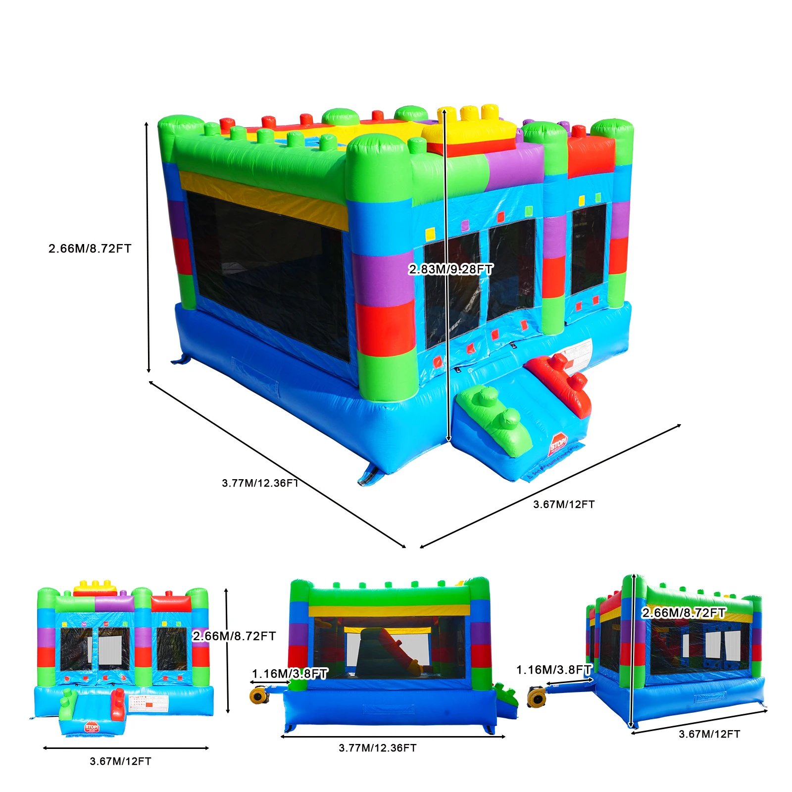 Semi Commercial Bounce House for Big Kids,Built-in Slide,PVC Material,for Backyard Outdoor Party