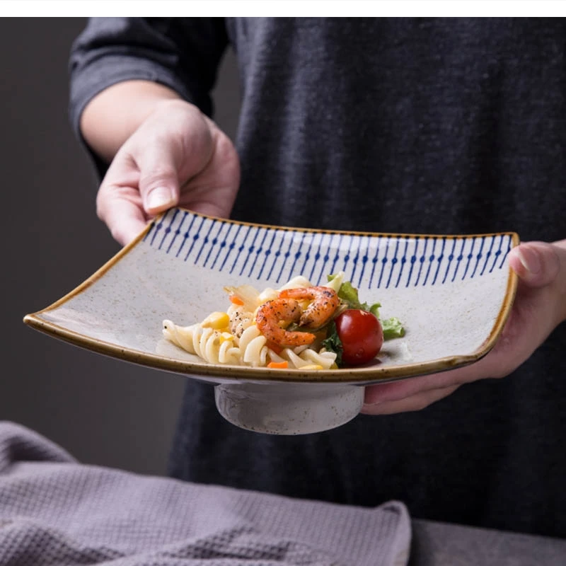 

Japanese-style Ceramic High-end Four-square Steak Sushi Dessert Dumpling Kitchen Tableware