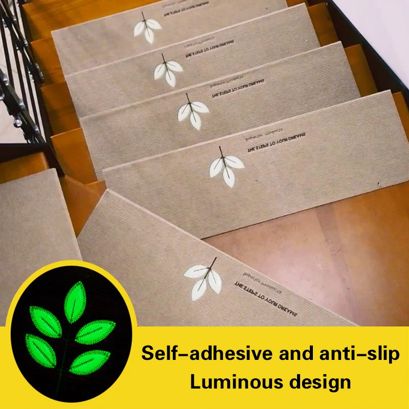 

Staircase Tread Anti-slip Mat, Household Machine-washable Carpet, Self-adhesive Feet, Solid Wood Luminous Staircase Mat