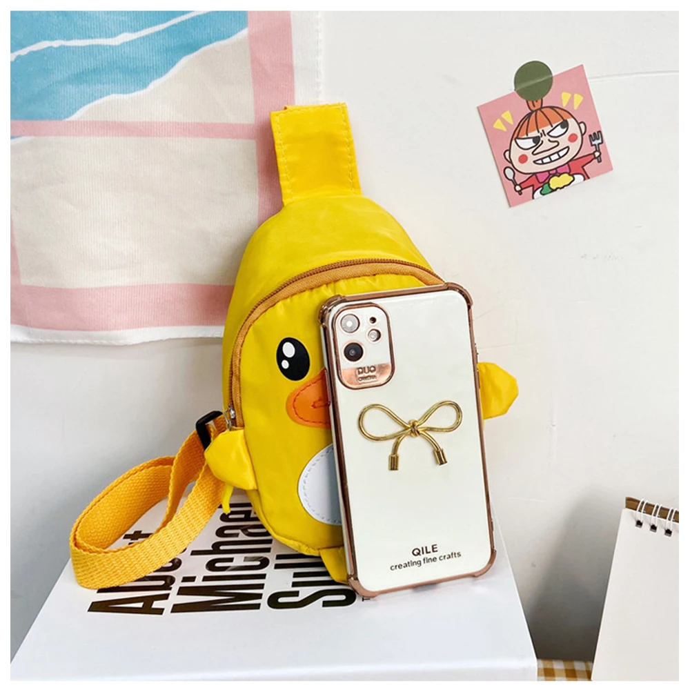 Name Customization New Cartoon Duck Crossbody Bag Kindergarten Personalized Embroidery Handmade Gift Baby Shoulder Bag Chest Bag