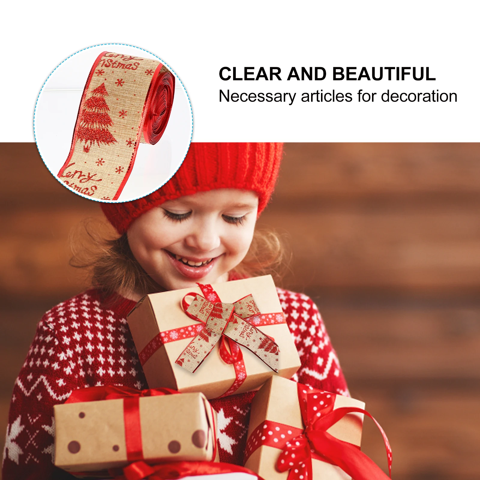 

Christmas Burlap Ribbon 6Cm Wide Red Sewing Diy Decoration Wrapping Craft Festival Gift Packaging Curling Ribbon Tree Print Roll