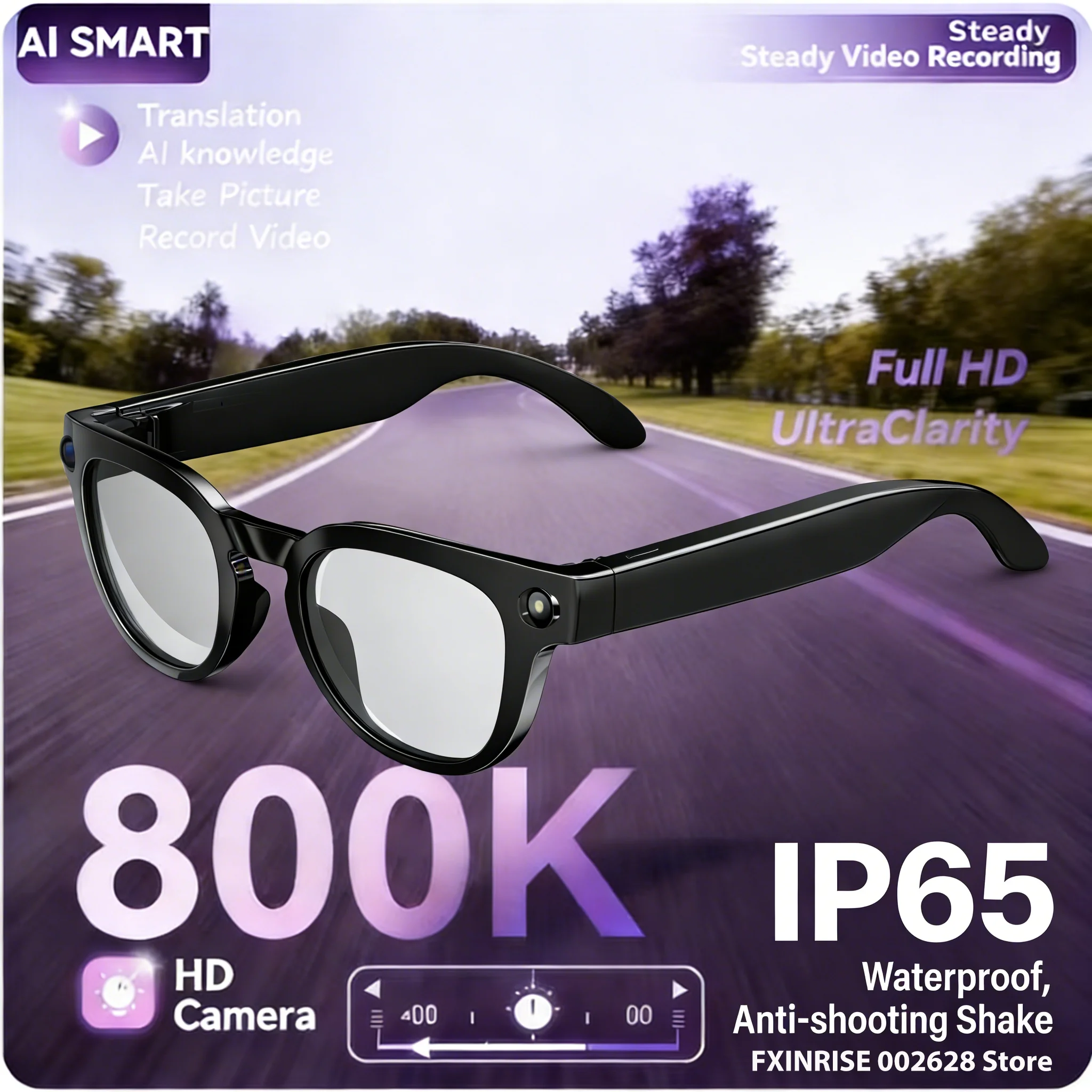 

2026New MT3 AI Smart Glasses 8MP HD Camera 1080P Video Shooting SI Real-time Translation Music Play BT Call Men Women Sunglasses