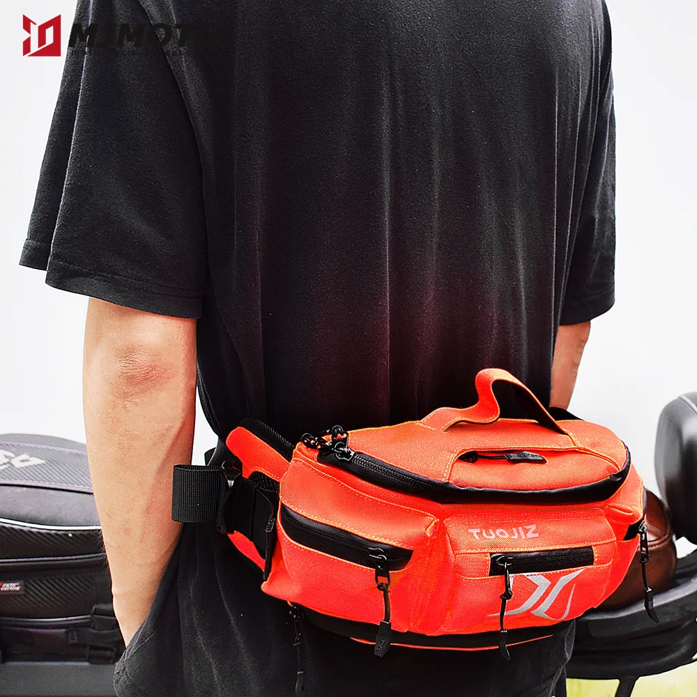 

Motorcycle Crossbody Bag High Capacity Motorbike Waist Bag Waterproof Moto Biker Crossbody Bag Reflective Motorcycle Riding Gear