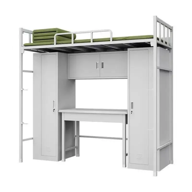 Thickened fire single bed all-inclusive mattress with locker steel wooden bed apartment dormitory single use