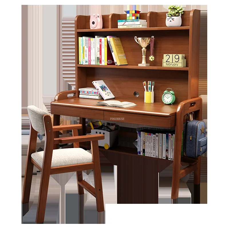 Desktop Adjustable Computer Desks Home Solid Wood Table Modern Office Furniture Simple room Gaming Table Storage Bookshelf