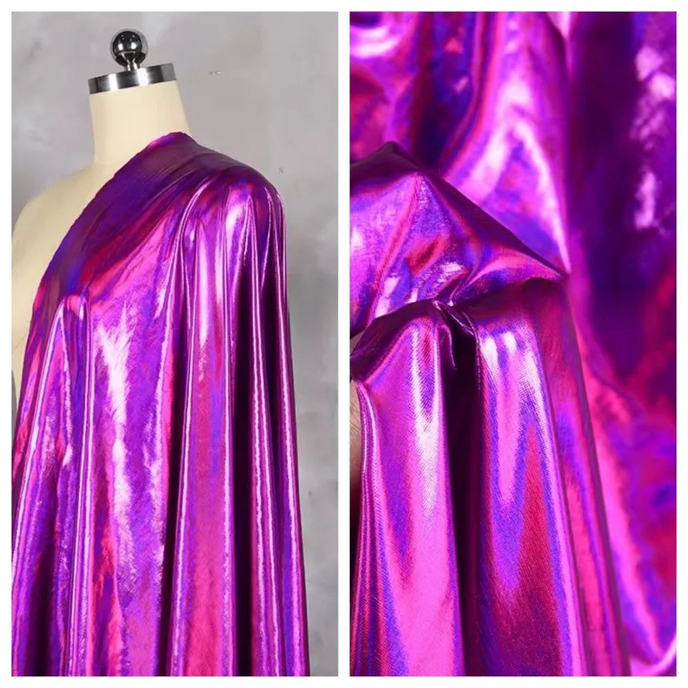 

Colorful Plain Elastic Waterproof Fabric for Laser Dazzling Bright Reflective Bronzing Soft Cloth Diy Sewing Fabrics By Meter