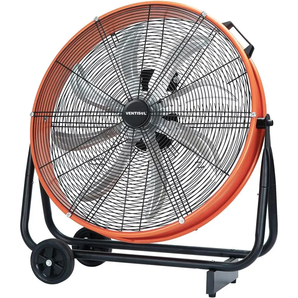 

24-дюймовый промышленный напольный вентилятор, 3-скоростной высокоскоростной вентилятор для мастерских с 8 лопастями, сверхмощный барабанный вентилятор, 9500 CFM, подходит для больших помещений