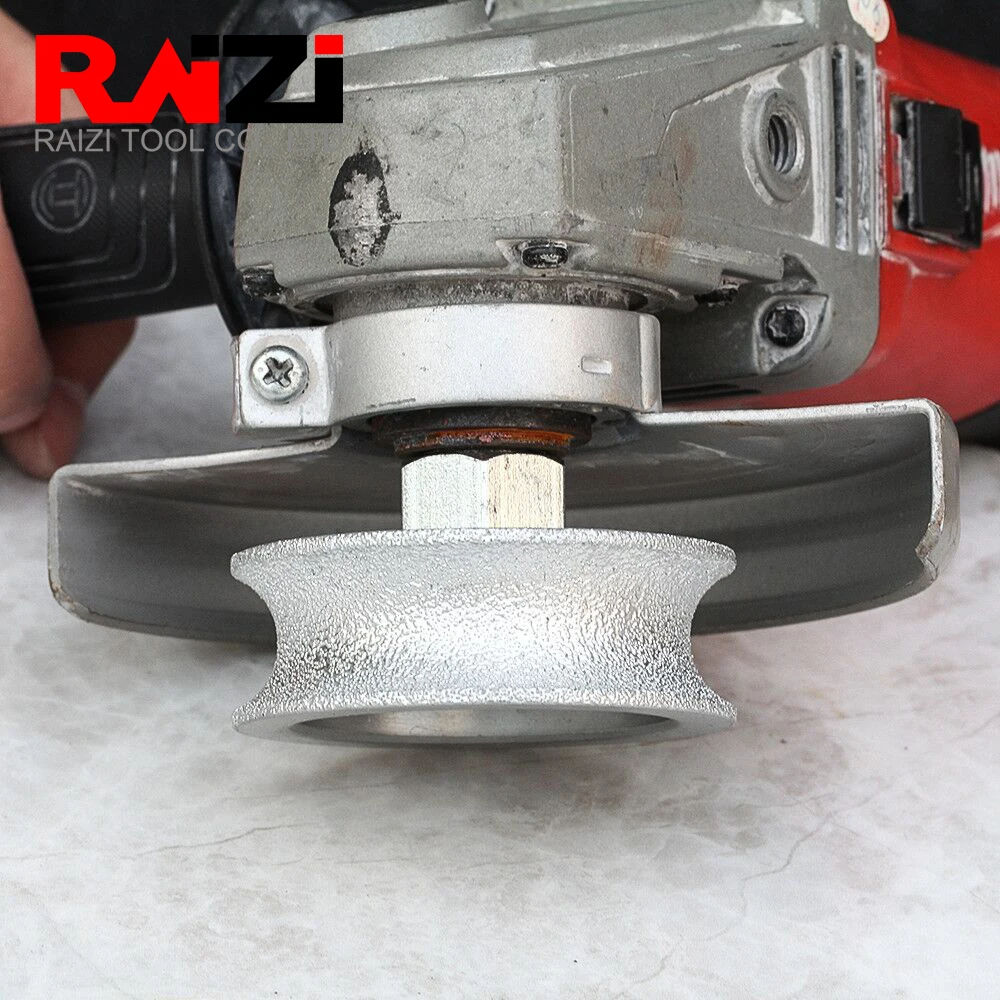 Raizi M14 Thread Vacuum Brazed Diamond Hand Profile Wheel For Marble Granite Ceramic Demi-bullnose Edge Profile Grinding Wheel