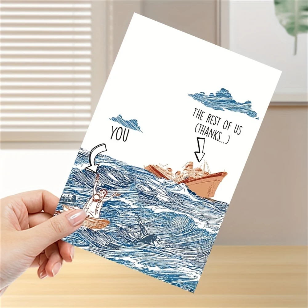 1pc,Sinking Ship Leaving Card, Funny New Job Card for Work Colleague, Coworker Leaving Card, Going Away Card for Him Her, Goodby