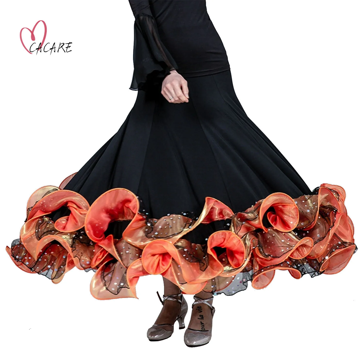 Ballroom Modern Dance Skirts Standard Ballroom Dress for Waltz Dance Wear Flamenco Stage Costume 0555