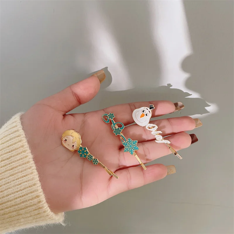 Disney-pasadores de Frozen, accesorios de Frozen, Elsa, Olaf, Clip de Haar para bebé, pinza de Metal, garra grande, accesorios para el cabello de novia, regalo de joyería