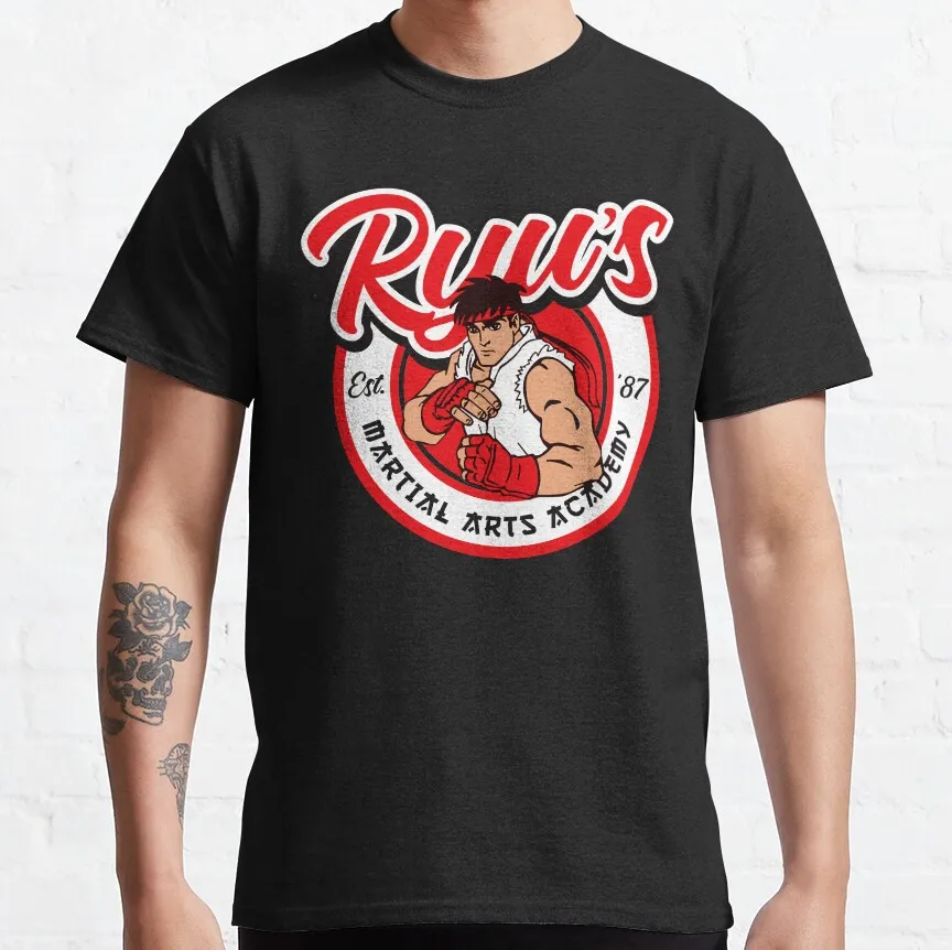 

Ryu's Martial Arts Academy Street Fighter 80s Retro Combat Gift t shirt Arcade game Graphic Tee Y2K Clothes Large size Tops