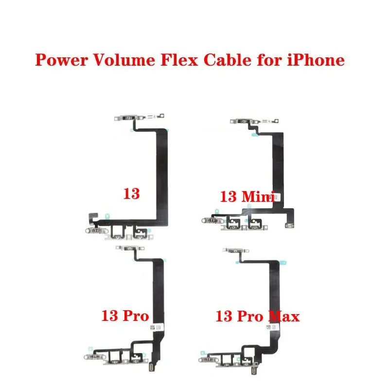 50PCs for iPhone 13 Pro Max mini on off power flex cable with metal volume switch button key parts