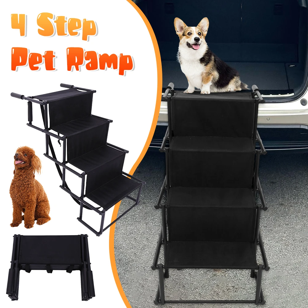 

4-ступенчатая портативная рампа для домашних животных, складная нескользящая лестница для собак и кошек, легко чистящаяся компактная складная лестница для домашних животных для домашнего хранения в автомобиле