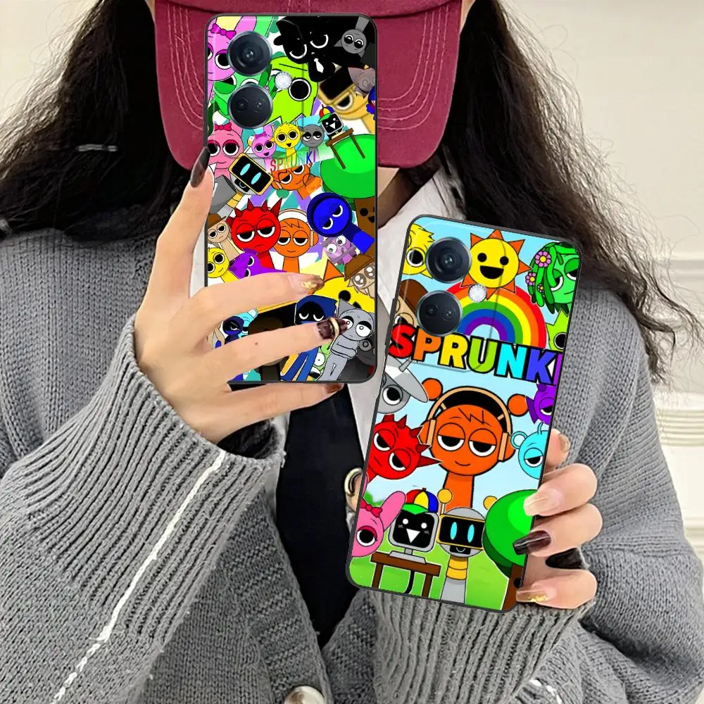 Sprunki الموسيقى المحمول قضية الهاتف الخليوي ل ممن لهم رينو 14 13 12 11 10 9 8 7 6 5 F T Pro 5G غطاء الطباعة الملونة غطاء فاخر