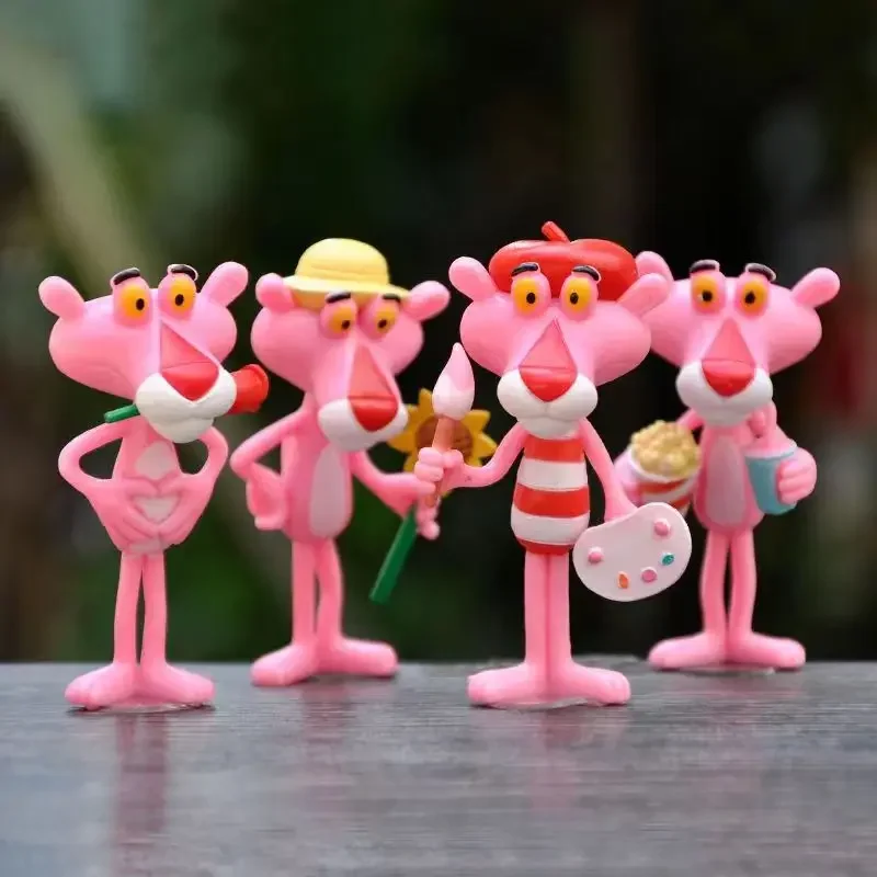 Pantera Rosa Animação Periférica Action Figure Boneca, Estudante Decoração Dormitório, Modelo Desktop Bonito