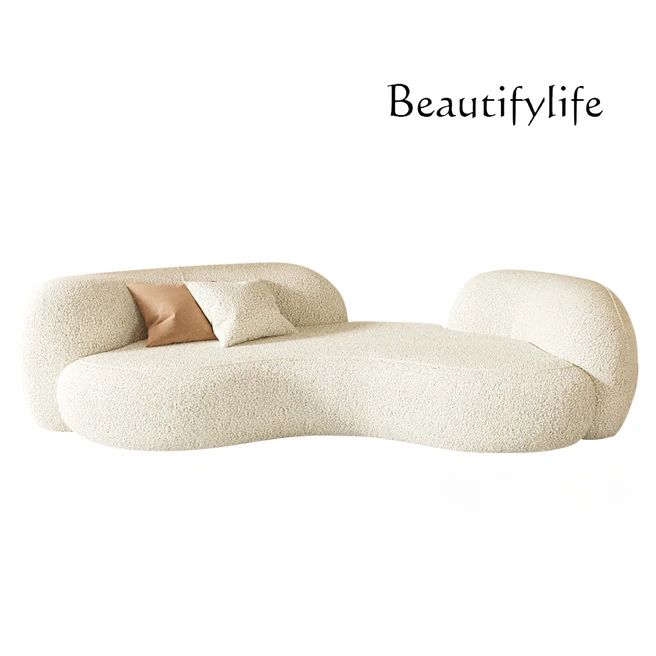 J أريكة قماش كرسي متجر الملابس Wabi Sanfeng أريكة منحنية صالون تجميل يتلقى شخصية متقدمة #3