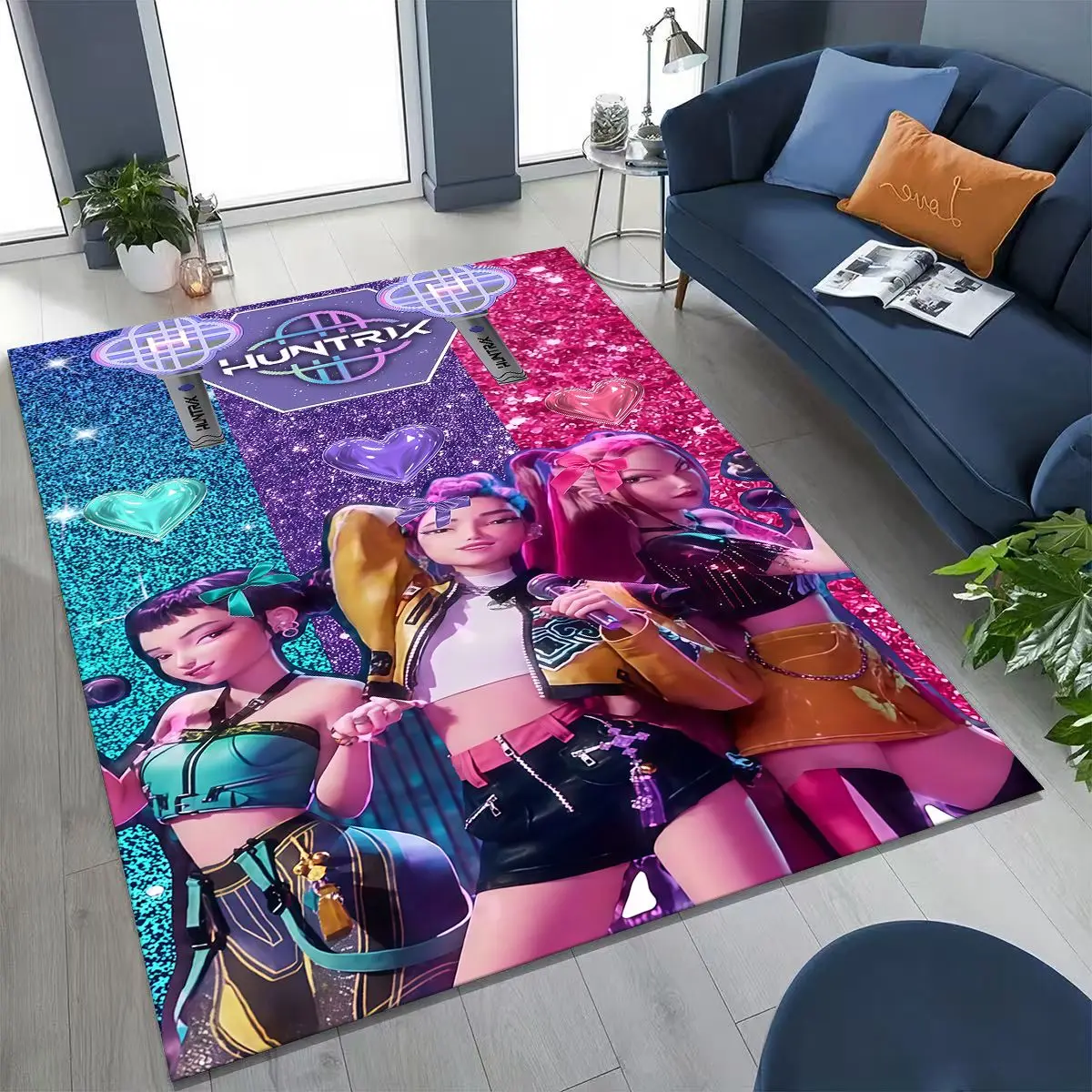 2026 نمط جديد KPOP شيطان الصيادين رومي ميرا زوي الكرتون البساط لغرفة النوم غرفة المعيشة أريكة المنزل ممسحة ديكور ، سجادة أرضية غير قابلة للانزلاق #1