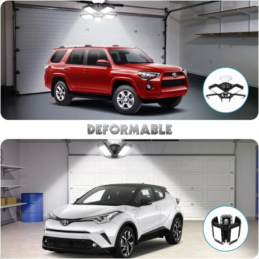 LED Garage Lights 2 PackCeiling LED Shop Light 160W 16000LM 6500K Screw in Led Light with 5+1 Deformable Panels Bright Led Ligh