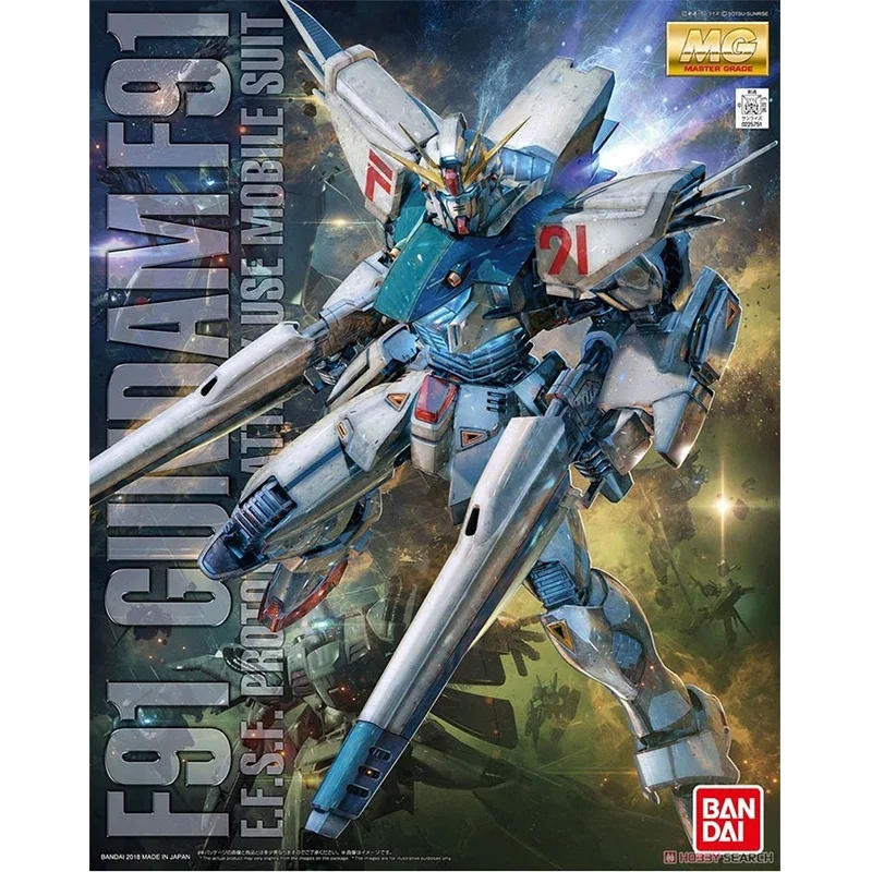 Bandai gundam modelo kit mg anime figura 1/100 gundam f91 ver 2.0 figuras de ação genuíno móvel robô gunpla brinquedos para crianças