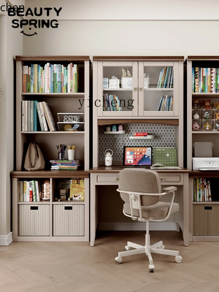 d2 desk bookshelf integrated study table home desk American style with bookcase computer student writing desk
