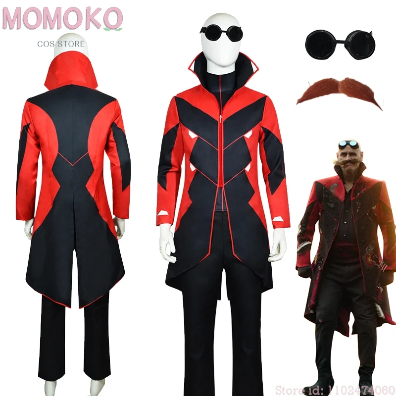 Image of Sonic 3 Anime Igel 2 Dr Eggman Cosplay Jacke Brille Graben Kostüm Männer Ivo Robotnik Graben Uniform Party Herren Expo Disfraz