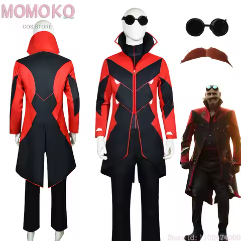 Sonic3 Anime Hedgehog 2 Dr Eggman Cosplay Jacket Glasses Trench Costume Men Ivo Robotnik Trench Uniform Party Mens Expo Disfraz