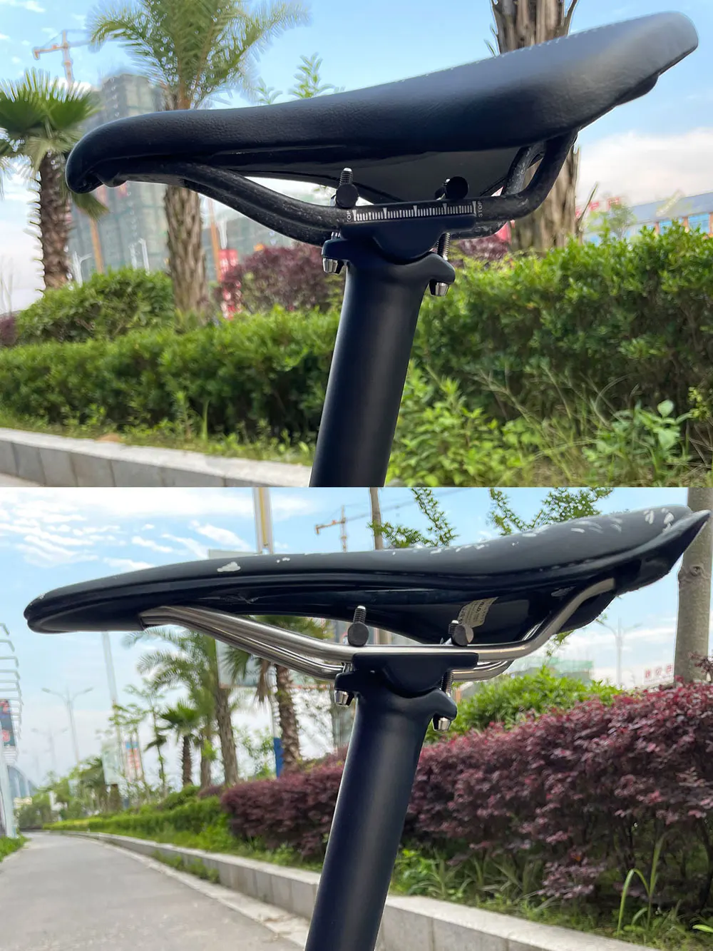 ELITA ONE Carbon-Sattelstütze, leicht, 130 g, 27,2/30,9/31,6 mm, Titanschrauben, für Mountainbikes und Rennräder, Carbon-Sattelrohr. – Detail 8