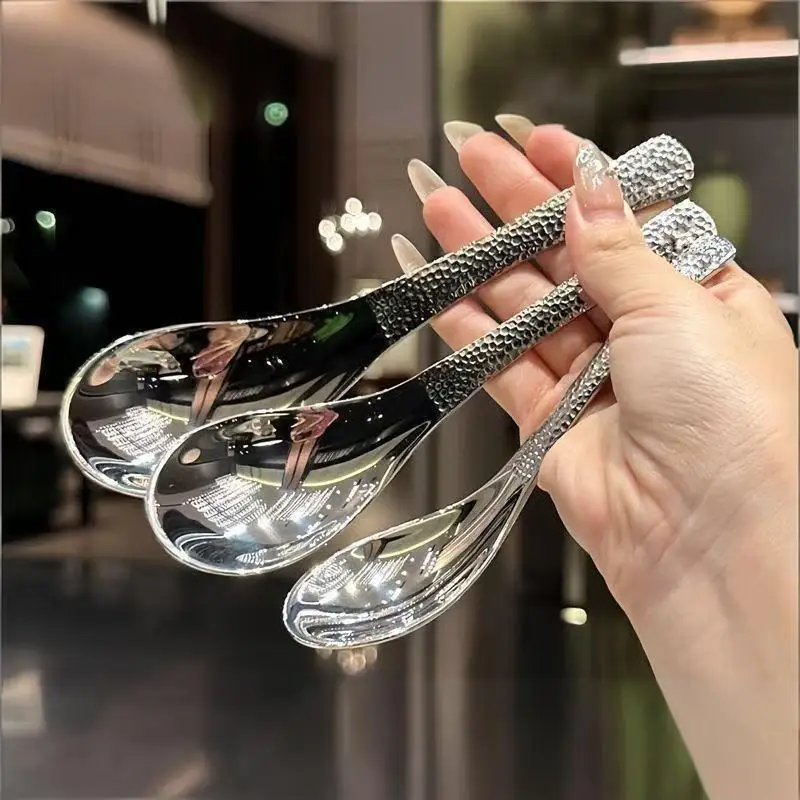 2PCS/4PCS Simple Stainless Steel Spoon Retro Kitchen Tools High End Texture Rice Scoop New Fashion Home Kitchen Meal Spoons