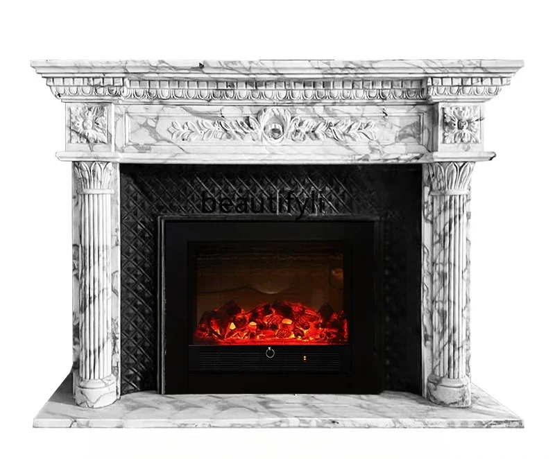 

Natural marble fireplace decorative cabinet pattern stone carving large white stone fireplace sculpture