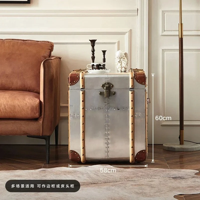 TTss25 American Side Few Lockers, Rivets, Retro Leather Case, Storage Cabinet, Handicrafts Box, Bedside Table.