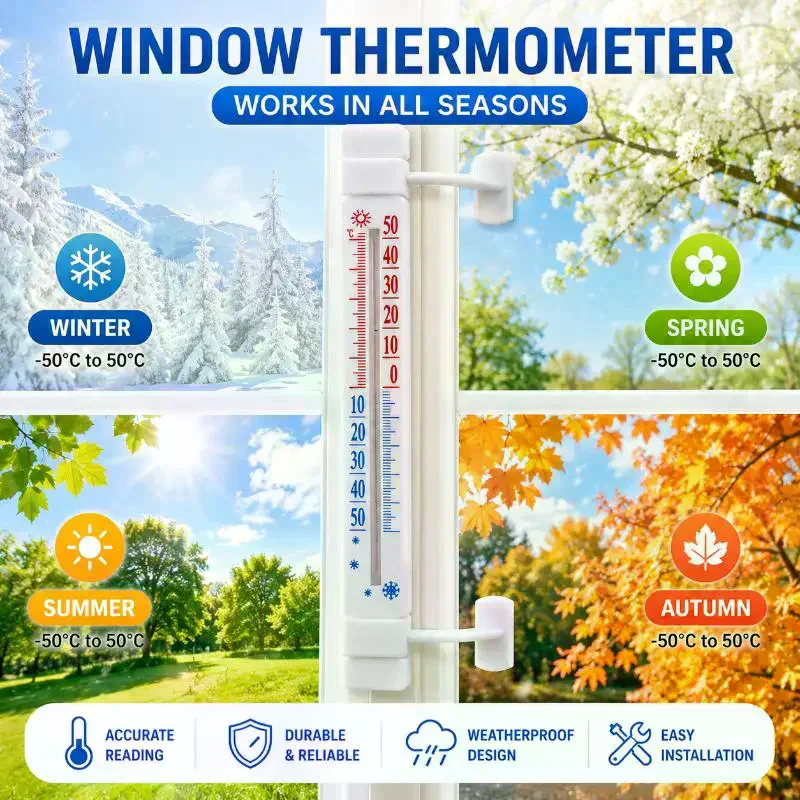 Window Outdoor Indoor  Self Adhesive Wall Mount Temperature Gauge for Home Greenhouse Garden