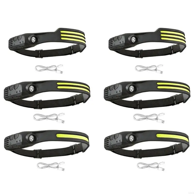 Head Torch Rechargeable Headlight LED Headtorch Motion Sensors Control Watertight Headlamps for Camping Running Fishing