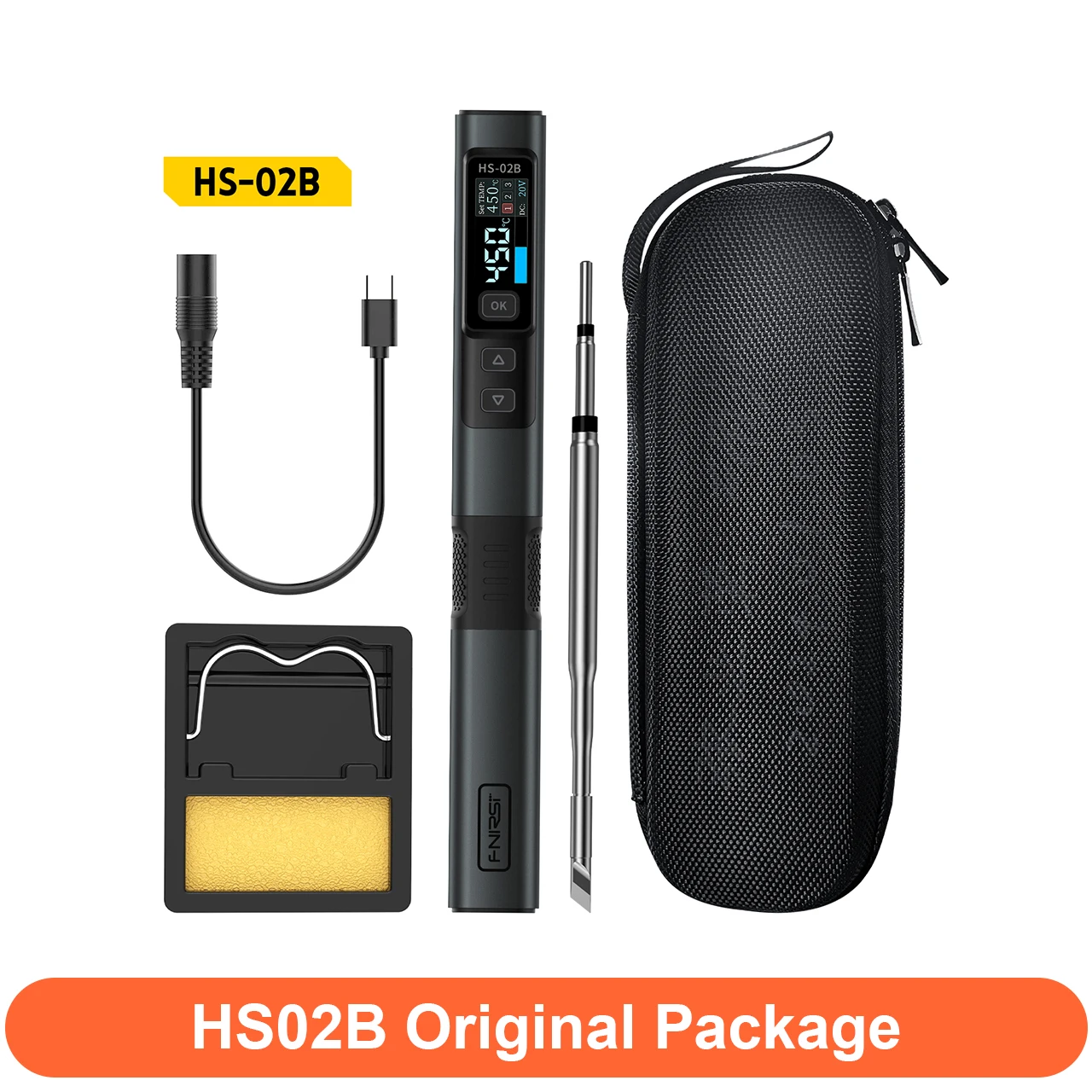 FNIRSI HS02 Soldeerbout HS-02A Gereedschapskist PD 100W Verstelbare Constante Temperatuur Lassen Reparatie Tools C210 Tips